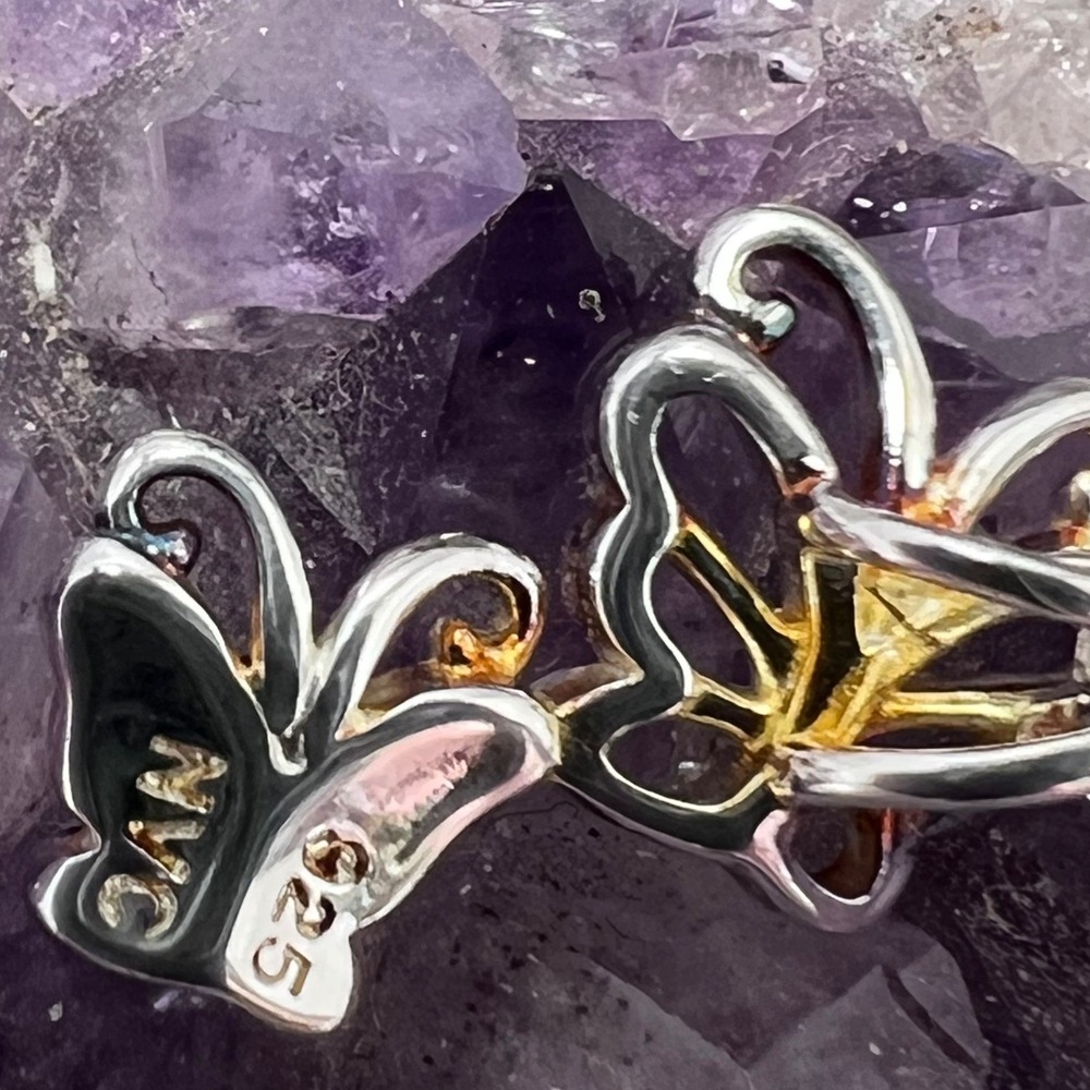 Avon Sterling Silver Fluttering Butterfly Necklace‎ Two Tone 925 Pendant Boxed - Picture 5 of 8